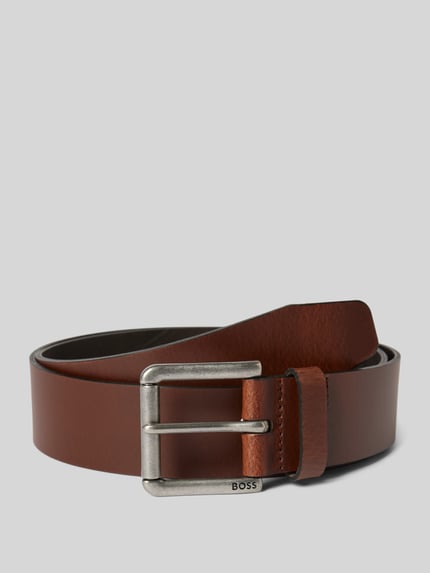 BOSS Leren riem met doornsluiting, model 'Joris' Donkerbruin - 1