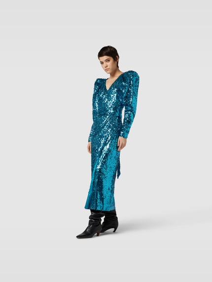 ROTATE Maxi-jurk met all-over pailletten Oceaanblauw - 1