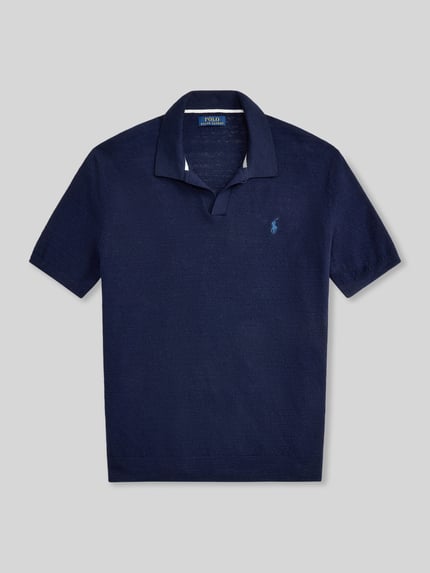 Polo Ralph Lauren Koszulka polo z mieszanki bawełny i lnu, krój regular fit Ciemnoniebieski 2