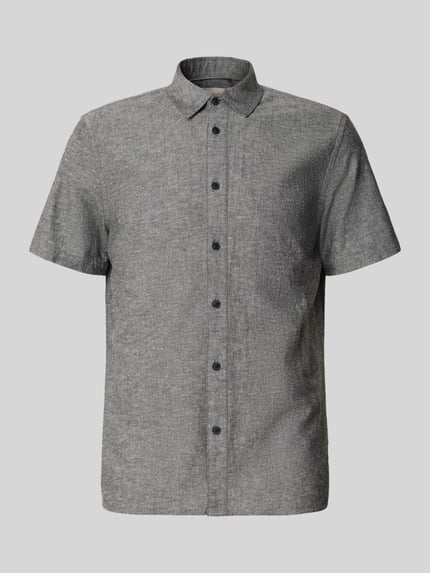 Produktfoto, graues Regular-Fit Freizeithemd mit Kentkragen, Knopfleiste, 1/2-Arm, Modell 'ABAN' von Blend, schlichte Struktur