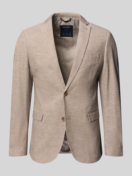 Produktfoto, Slim Fit Sakko mit Pattentaschen von S. OLIVER BLACK LABEL in melierter Optik, beiges Feingewebe, Reverskragen, 2-Knopf-Verschluss