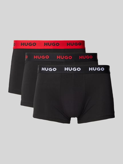HUGO Obcisłe bokserki z detalami z logo w zestawie 3 szt. Czarny 1