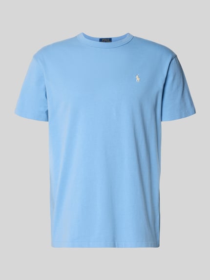 Productfoto, Regular Fit T-Shirt aus reiner Baumwolle van Polo Ralph Lauren in effen lichtblauw, logo-detail, ronde hals en korte mouwen, webstof