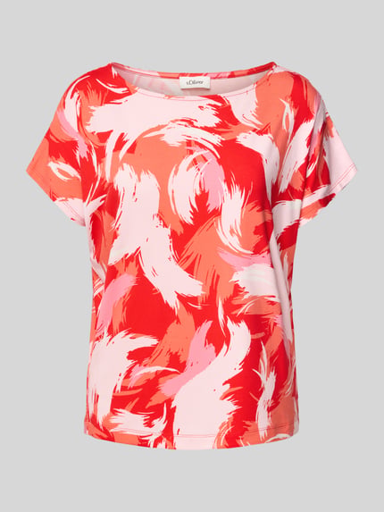 s.Oliver RED LABEL T-shirt o kroju relaxed fit z mieszanki wiskozy Czerwony 2