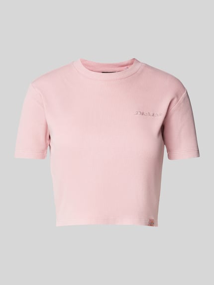 Dickies Cropped T-Shirt in Ripp-Optik Modell 'PLENTYWOOD' Rosa 2