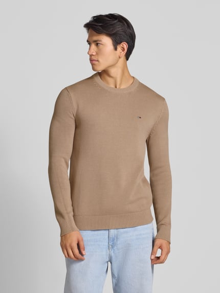 Tommy Jeans Sweter z dzianiny o kroju regular fit z czystej bawełny Beżowy 4