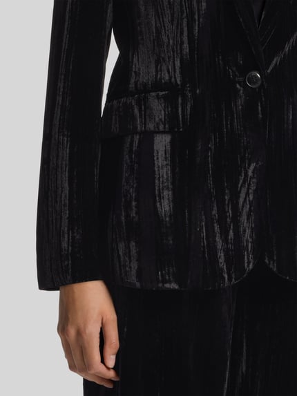 HUGO Regular Fit Longblazer mit Samtoptik Black 6