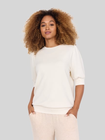 Soyaconcept Sweatshirt mit halblangen Puffärmeln Offwhite 3