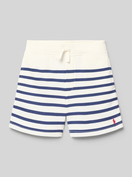 Produktfoto, Regular Fit Sweatshorts aus Baumwoll-Mix von Polo Ralph Lauren Kids, mieszanka bawełny, wzór w paski, wyhaftowane logo, elastyczny prążkowany ściągacz, wpuszczane kieszenie po bokach, dzianina dresowa