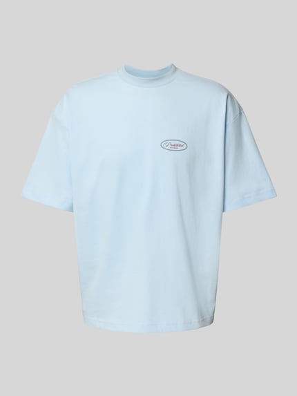 PROHIBITED T-shirt met labelstitching en ronde hals Lichtblauw - 2
