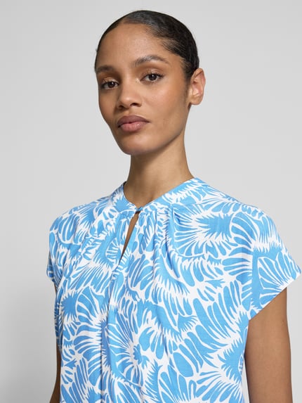 MORE & MORE Regular fit blouseshirt met druppelvormige hals Blauw - 3