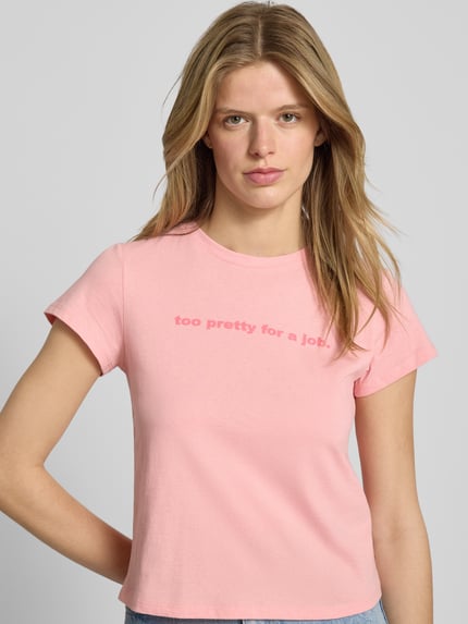 REVIEW T-Shirt mit Statement-Print und Rundhalsausschnitt Rosa 3