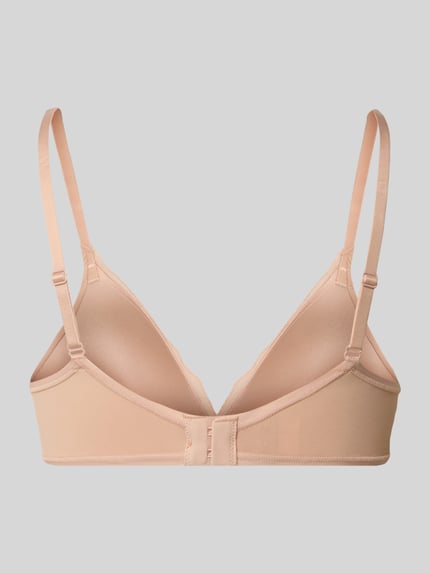 Produktfoto, beżowy Slim Fit Push-Up BH mit Spitzenbesatz Modell 'Go Blush' von Sloggi, regulowane ramiączka, obszycie koronką, krój slim fit