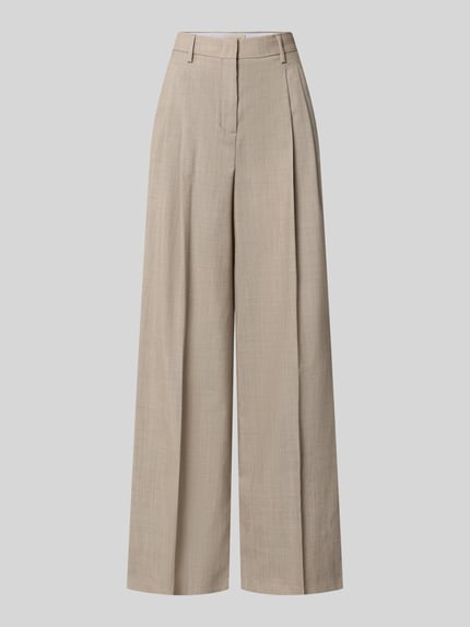 Produktfoto, beige weite Hose aus reiner Schurwolle Modell 'OVVIO' von Max Mara Weekend Max Mara, glatte Textur, natürliche Farbgebung.