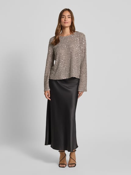 Jake*s Collection Blusenshirt mit Pailletten Mittelgrau Melange 1