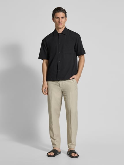 Jake*s Studio Men Regular Fit Freizeithemd mit Strukturmuster Black 1