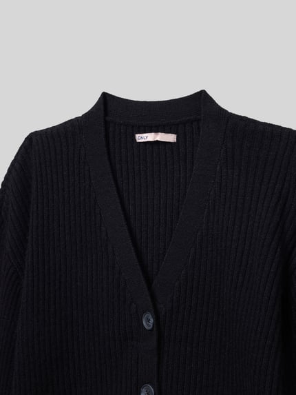 ONLY Regular fit gebreid jack van viscosemix, model 'MANDY' Zwart - 2