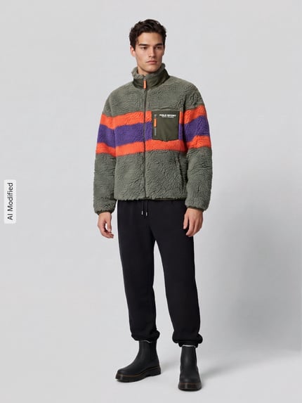 Polo Ralph Lauren Teddyjacke mit kontrastierender Brusttasche Oliv 1