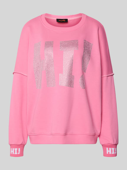 Produktfoto, Sweatshirt mit Label-Detail von miss goodlife in Pink, reine Baumwolle, lockerer Schnitt, gerippte Abschlüsse, Rundhalsausschnitt.