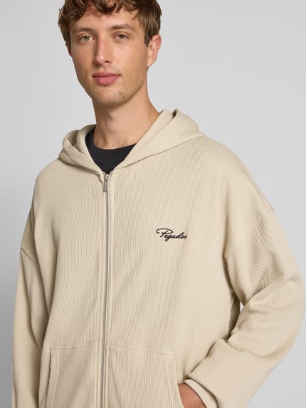 PEGADOR Oversized sweatjack met capuchon en logostitching Ecru - 3