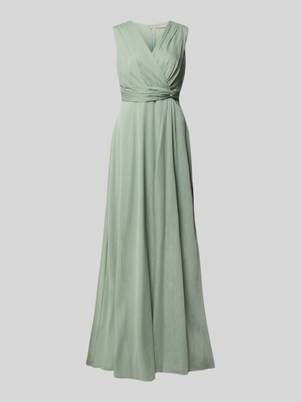 Christian Berg Cocktail Abendkleid in Wickel-Optik Khaki Melange 2