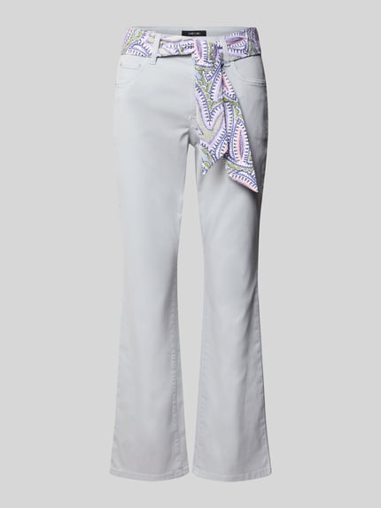 Produktfoto, Hose mit Bindegürtel van Marc Cain, dames broek in regular fit van mix van katoen en lyocell, steekzakken, strikceintuur