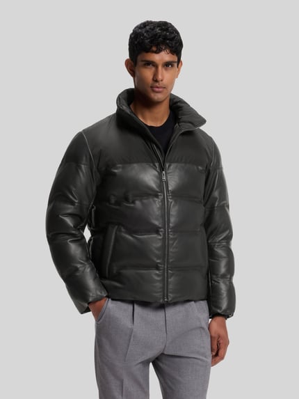 BOSS Lederjacke aus Lammfellnappa mit Stehkragen Black 4