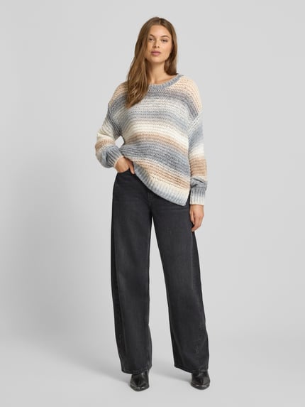 Milano Italy Strickpullover aus Woll-Mix mit Rundhalsausschnitt Offwhite 1