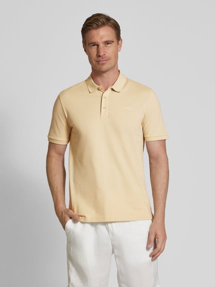 HUGO Koszulka polo z nadrukiem z logo model ‘Donos’ Beżowy 4