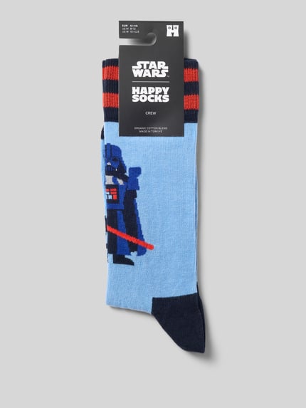 Happy Socks Socken aus elastischem Baumwoll-Mix Modell 'Star Wars Lord Vader' Hellblau 3