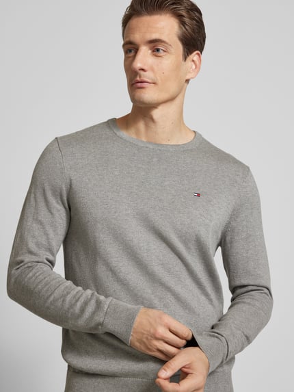 Tommy Hilfiger Gebreide pullover met logostitching Zilver gemêleerd - 3