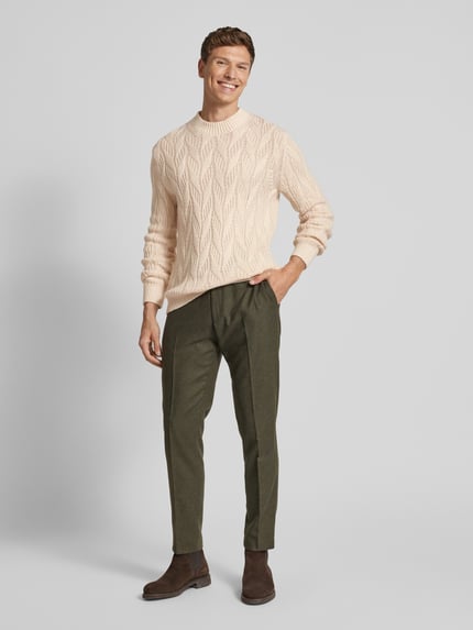 Selected Oversize sweter z dzianiny, mieszanka wełny, model 'CARIS' Złamany biały 1