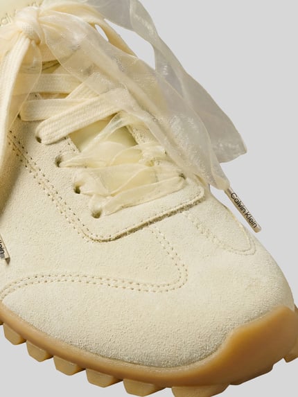 CK Calvin Klein Sneaker aus Veloursleder mit zwei Schnürsenkeln Beige 4