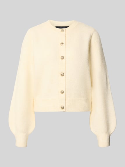 VERO MODA Cardigan mit goldfarbenen Zierknöpfen Ecru 2