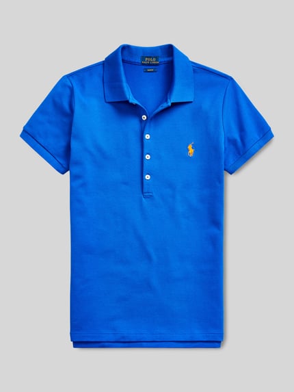 Produktfoto, Slim Fit Poloshirt aus Baumwoll-Mix von Polo Ralph Lauren, Optik: Unifarben, Logo-Stitching, Polokragen, Piqué-Struktur