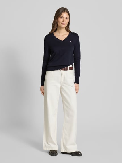Tommy Hilfiger Pullover mit regulärem Schnitt und unifarbenem Design Dunkelblau 1