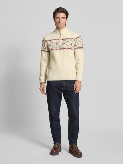 RAGMAN Regular Fit Troyer aus Woll-Mix Offwhite 1