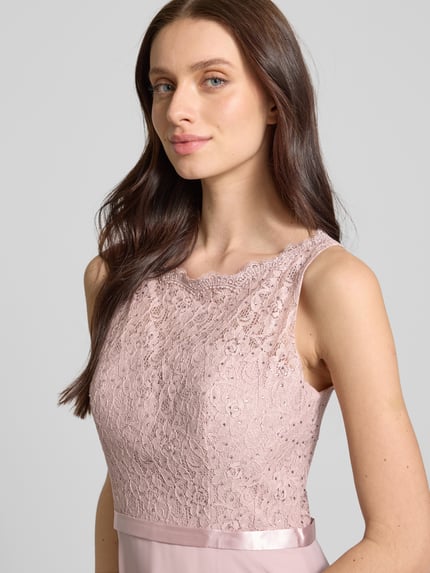 LUXUAR FASHION Sukienka wieczorowa z obszyciem kamieniami stras Różowawy 3