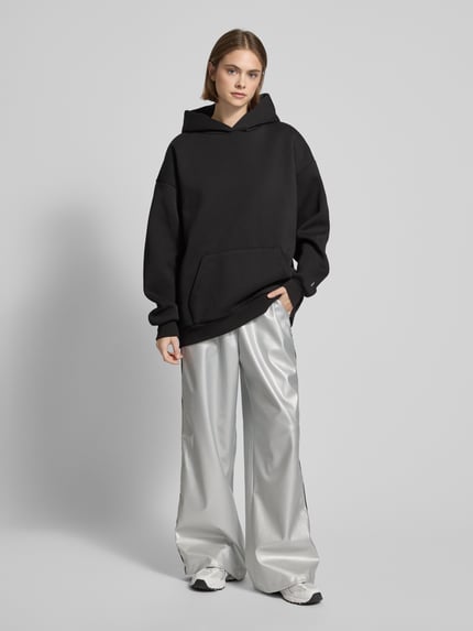 Karo Kauer Stoffhose mit elastischem Bund Silber 1