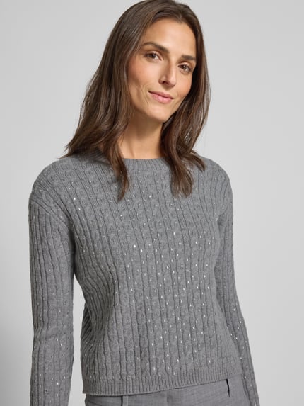 Max Mara Studio Slim fit gebreide pullover van zuivere scheerwol, model 'USSURI' Middengrijs gemêleerd - 3
