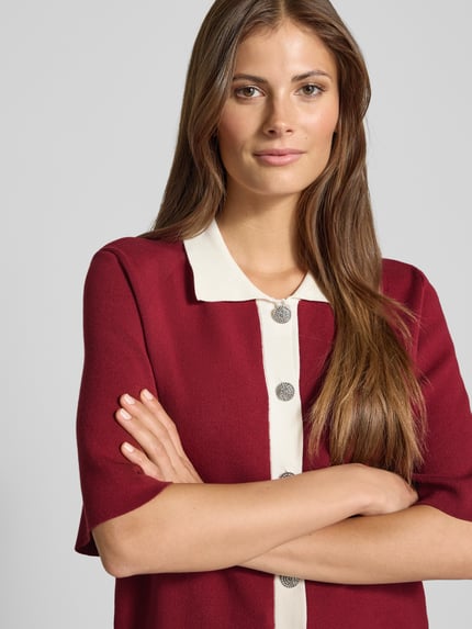 YAS Regular Fit Cardigan aus Viskose-Mix Modell 'Loro' Dunkelrot Melange 3
