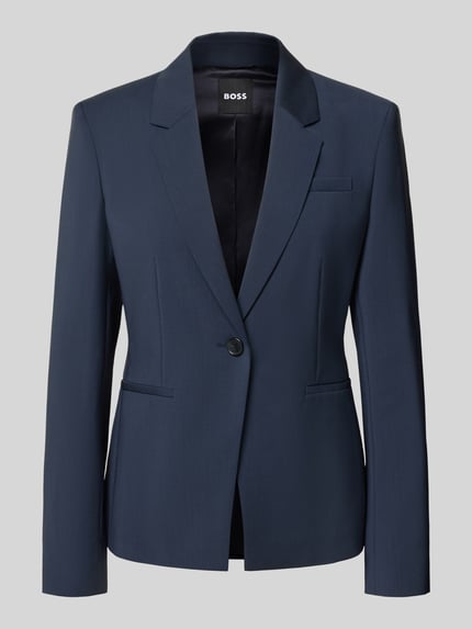 BOSS Regular Fit Longblazer aus Wolle mit Schulterpolstern Marine 1