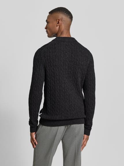 Lindbergh Strickpullover aus Leinen-Mix mit Polokragen Dunkelgrau 5