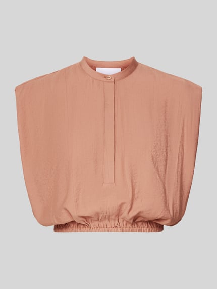 Produktfoto, Cropped Blusentop mit Knopfverschluss von Style Icon Collection in warmem Rosé, elastischer Bund, Struktur, Damen, Rückenlänge 42 cm, Größe 36