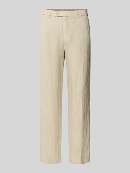 Straight Fit Leinenhose aus reinen Leinen Modell 'Lynx' Shop The Look MANNEQUINE