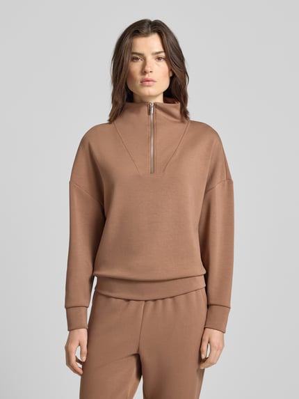 Fynch-Hatton Oversized Sweatshirt mit Troyer-Kragen Hellbraun 4