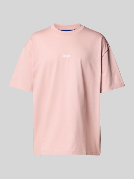 HUGO Blue T-shirt met labelprint, model 'Nalono' Roze - 2
