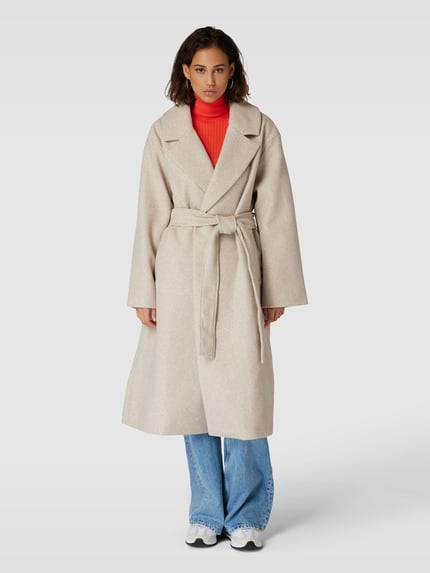 Gina Tricot Mantel mit Reverskragen Modell 'Belted long' Beige 4
