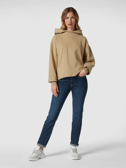 MAC Jeansy o kroju straight fit z naszywką z logo model 'Angela' Niebieski 1