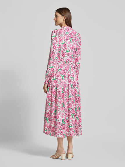 YAS Midi-jurk met opstaande kraag, model 'ALIRA' Felroze - 5